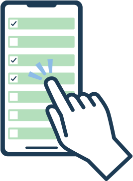 スマートフォンでWEB問診表をチェックしている